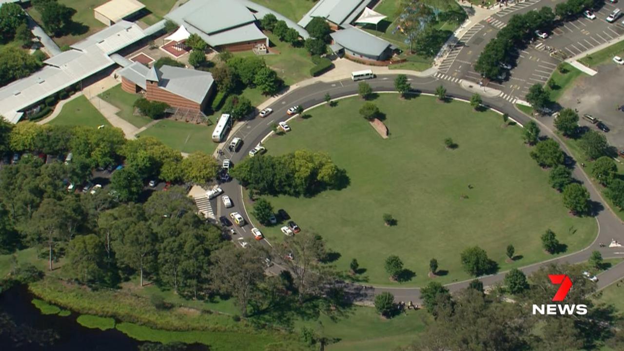 The boy was hit by a bus outside Macarthur Anglican School. Picture: 7 News.