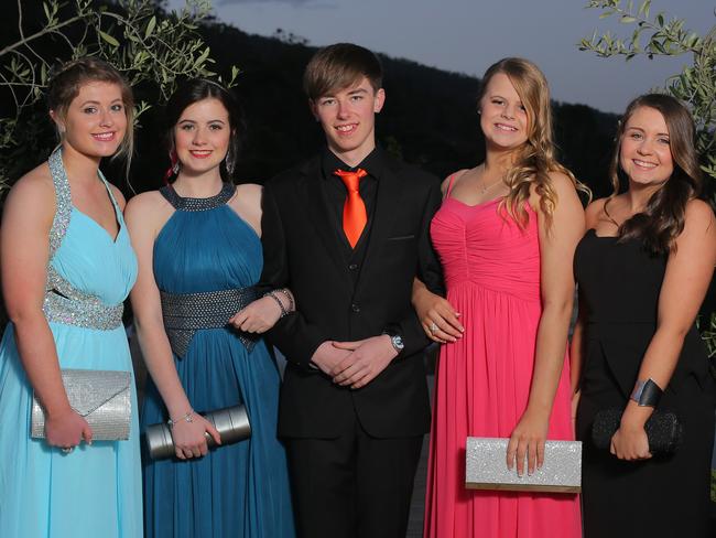 St Aloysius leavers, from left, Tatjana Griggs, Grace McDonald, Dylan Culliford, Rachael Mathers and Anna Pride. Picture: LUKE BOWDEN