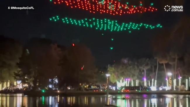 Shock moment Christmas drones fall on crowd