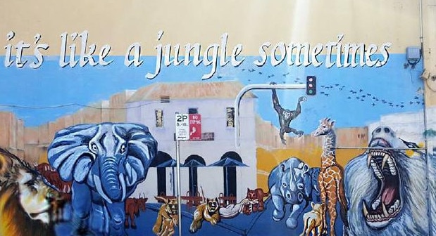 The Newtown street mural that was painted over by an advertising company promoting the Hollywood motion picture, Mother.