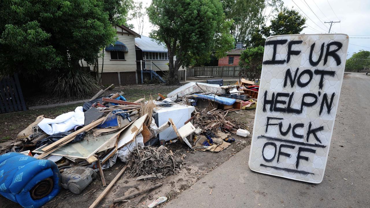 News 1.2.2013, Courier Mail Bundaberg, The sign says it all !!! Bundaberg after the flood. Photo Paul Beutel