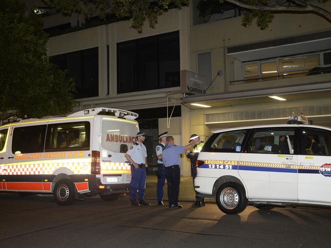 A man has been knocked unconscious during an assault on Cross St Double Bay at around 1am this morning. The man was with two other friends when he got into a verbal argument with five other men near a taxi. The man was punched and knocked back in to the taxi. The injured mans friends could be seen comforting each other and giving details to police. The taxi driver also waited to give details to police. the injured man was taken to hospital for treatment. Picture: Gordon McComiskie