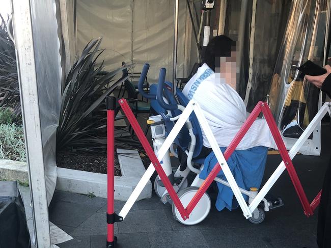 A temporary tent like plastic structure has been erected over the front of Canterbury Hospital's emergency department, with patients left shivering.