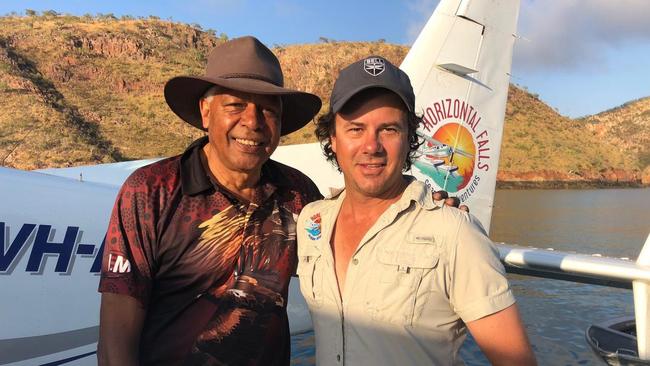 Television presenter Ernie Dingo and late tourism operator Troy Thomas. Picture: Facebook.