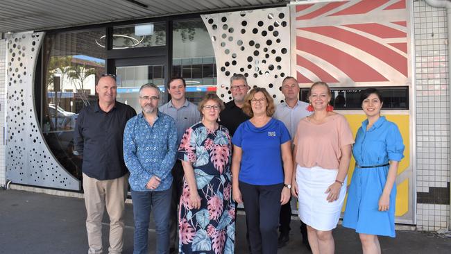 Staff from BEAT Architects at the front of their East Street. Pictured left to right: Carl Brown, Troy Gesler, Chris Irwin, Malcolm Williamson, Gerard Cullinane, Annita McDonald, Robyn Holliday and Elmira Esfahani.