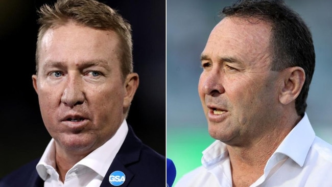 Ricky Stuart (right) makes no secret of the fact he doesn’t like Trent Robinson (left).