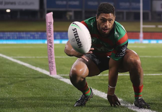 Taane Milne scores one of three tries. (Photo by Mark Kolbe/Getty Images)