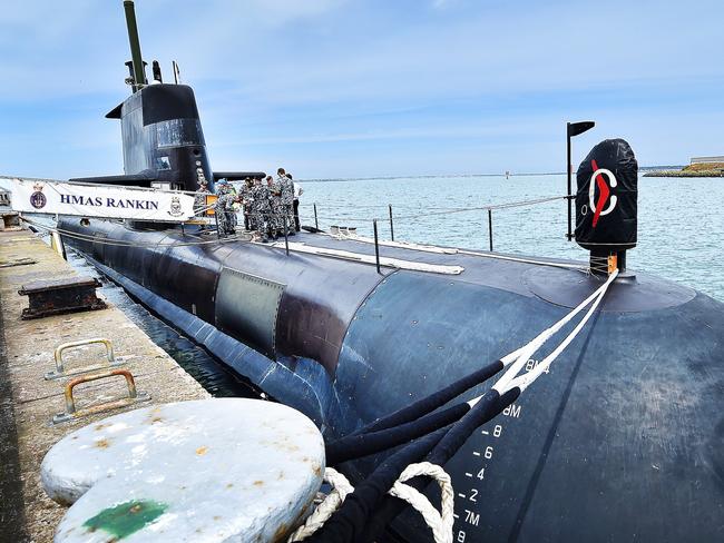 Submarine HMAS Rankin in Geelong.Picture: NIGEL HALLETT