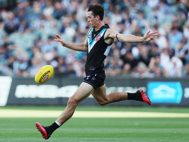 Connor Rozee starred in his first game as Port Adelaide captain. Picture: James Elsby/AFL Photos