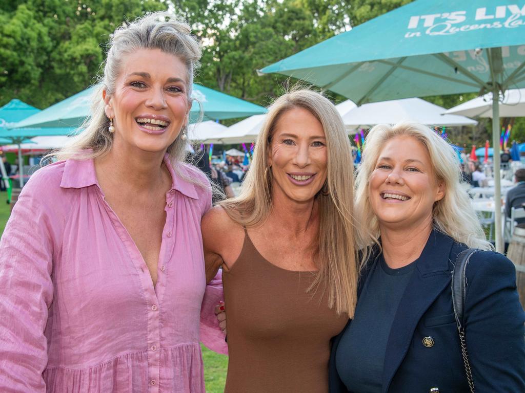 (From left) Kiralie Harris, Jules Nitschke and Kylie Nolan. Toowoomba Carnival of Flowers Festival of Food and Wine. Friday, September 13, 2024. Picture: Nev Madsen