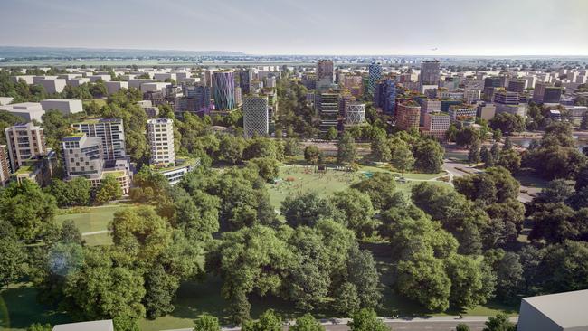 An artist impression of the Bradfield City Centre Master Plan as part of the aerotropolis to surround the new Western Sydney Airport. Picture: Supplied