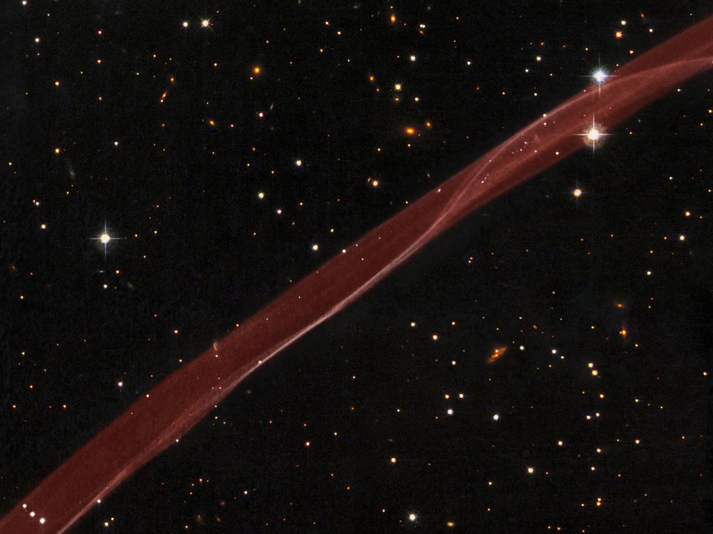 A ribbon of gas, a very thin section of a supernova remnant caused by a stellar explosion that occurred more than 1000 years ago, floats in our galaxy. The supernova that created it was probably the brightest star ever seen by humans. It was visible even during the day for weeks, and remained visible to the naked eye for at least two and a half years before fading away.