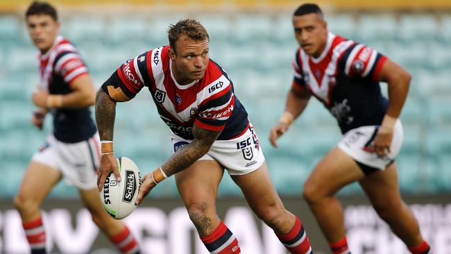 Jake Friend of the Roosters during the round 2 NRL match between the Sydney Roosters and the Manly Warringah Sea Eagles at Leichhardt Oval, Saturday, March 21, 2020. (AAP Image/Darren Pateman)