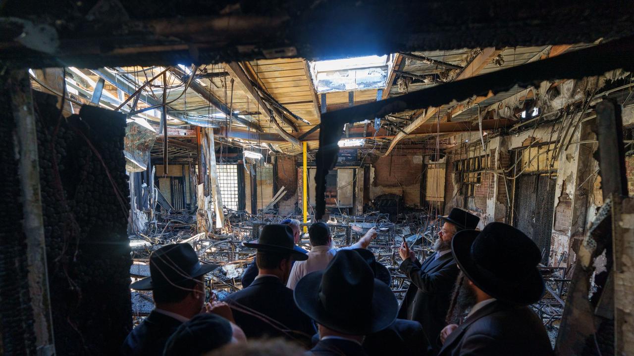 Prime Minister Anthony Albanese visited the Adass Israel Synagogue after it was firebombed. Picture: Office of the Prime Minister