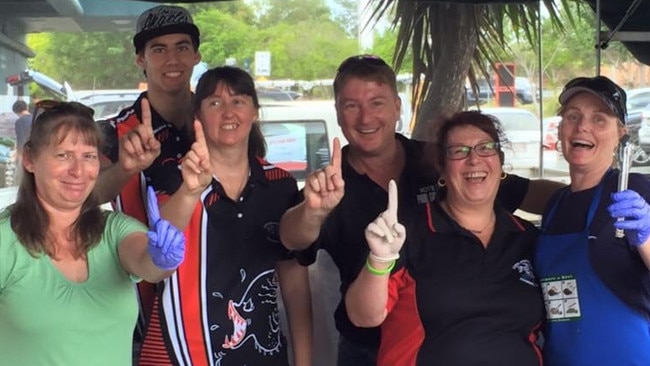 Members of the Capalaba Swimming Club fundraising with Cr Paul Gleeson. Picture: Capalaba Swimming Club