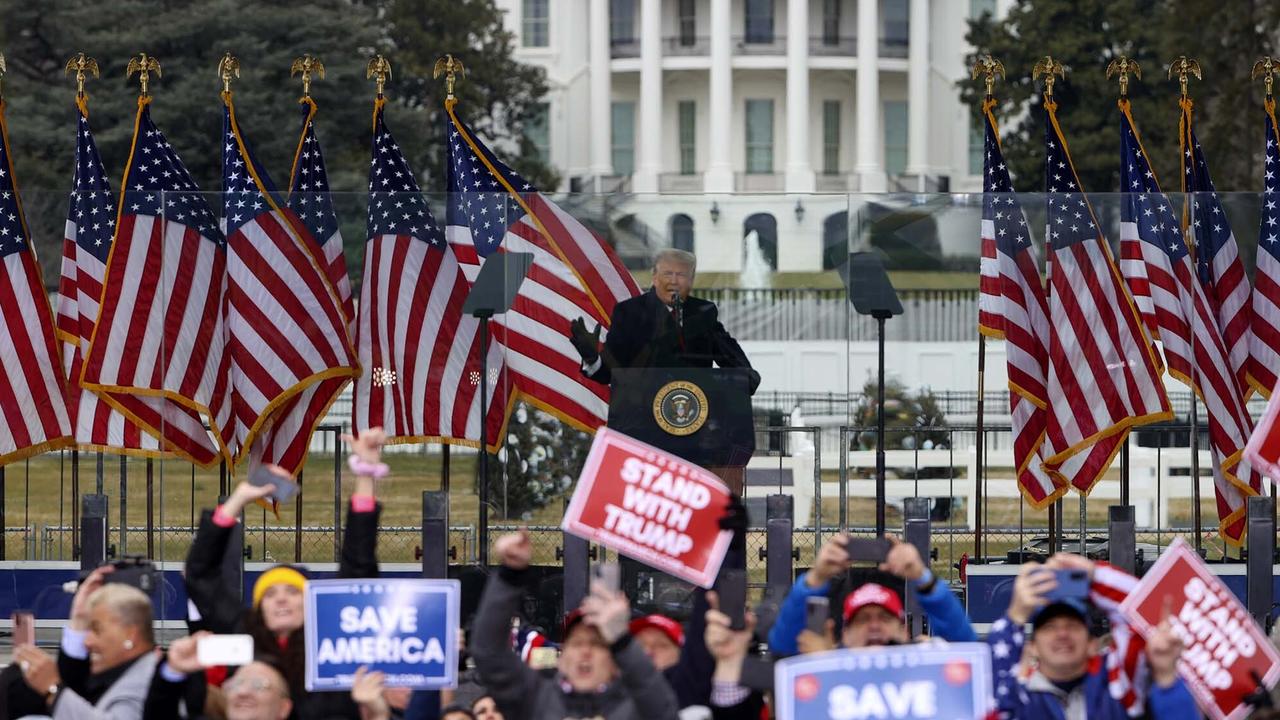 Trump egged on Pence to overturn the results while speaking on January 6. Picture: Getty Images