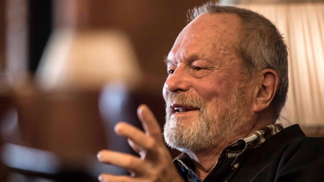 Terry Gilliam speaks with reporters during an interview on the sidelines of the Cairo International Film Festival.