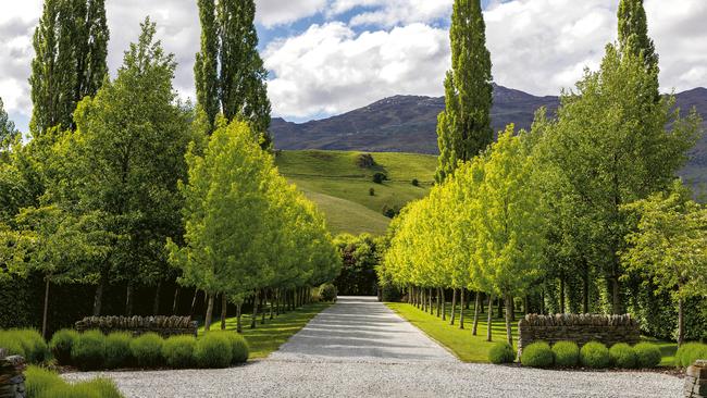 The Alpine Garden in Queenstown, New Zealand, is entered through a majestic tree-lined driveway. Picture: Simon Griffiths