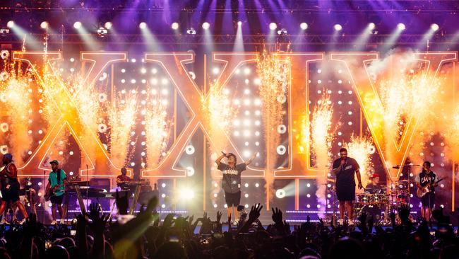 Bruno Mars performing at Rod Laver Arena in Melbourne last week. Picture: Live Nation