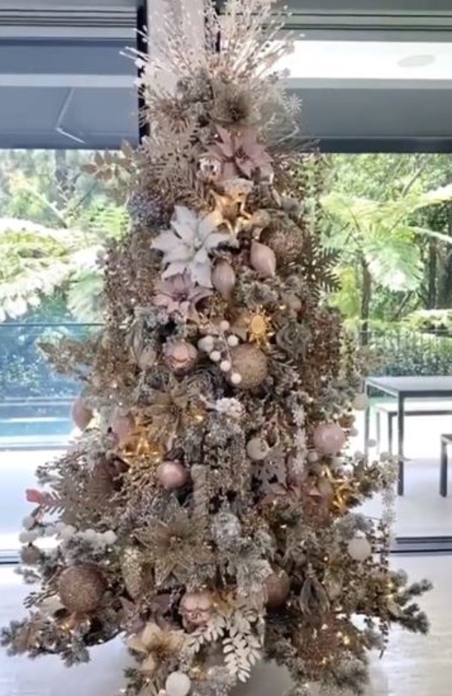 Radio star Jackie ‘O’ Henderson got a team to erect her tree inside her Woollahra mansion with fans describing it as ‘next level’. Picture: Instagram/JackieO