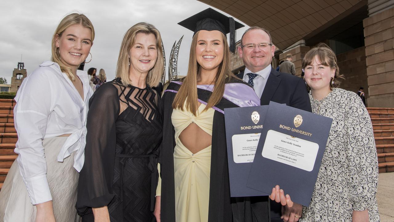 Mary Jane Scanlon (from left), Sandy Scanlon, graduate Grace Scanlon, Simon Scanlon, and Emma Scanlon. Photo: Cavan Flynn.