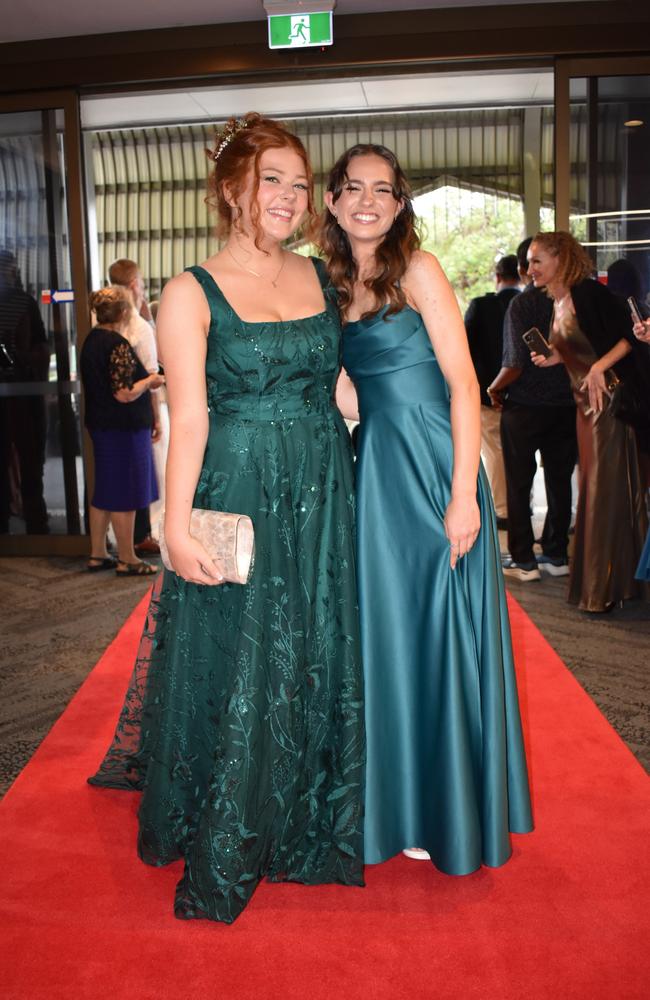 Neve Nott and a student at the Suncoast Christian College formal 2024.