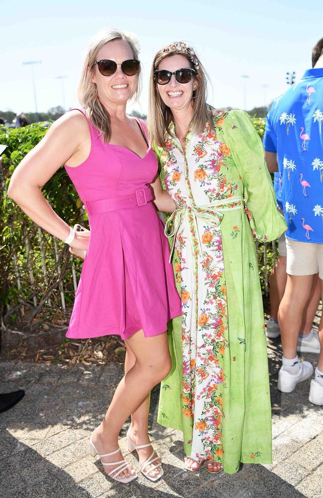 Amanda Branch and Katrina Starky out and about at Corbould Park for the Melbourne Cup Race Day in Caloundra. Picture: Patrick Woods.