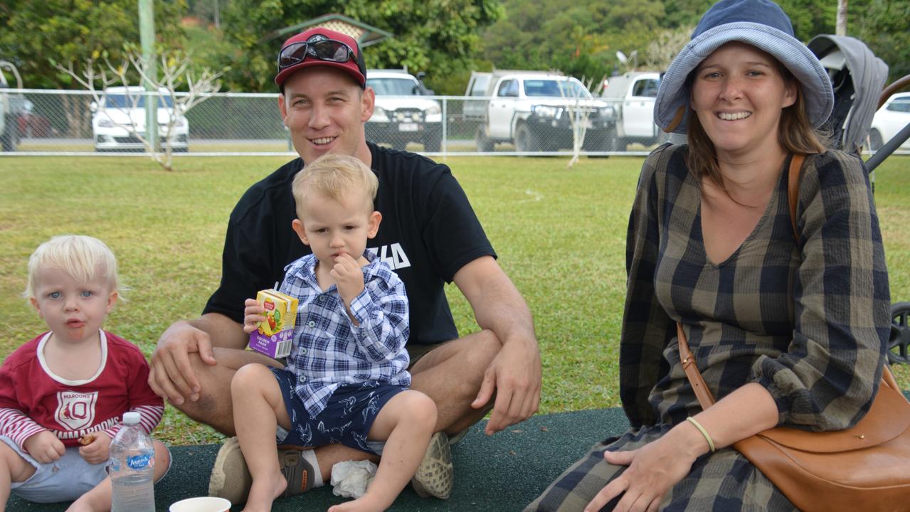 Daintree State School 2024 Centenary Celebration: Emma Doyle, Adrian Pecottich, Ryder Pecottich and Logan Taylor. Picture: Bronwyn Farr