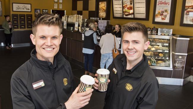 Jordan Wyborn (left) and Ashley Byers enjoy great success in running Zarraffa's Coffee shops.