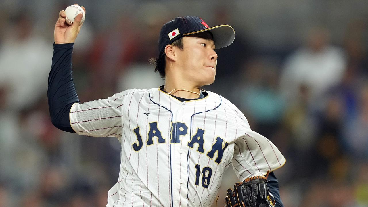 Yoshinobu Yamamoto has signed a monster deal with the Dodgers. (Photo by Eric Espada/Getty Images)