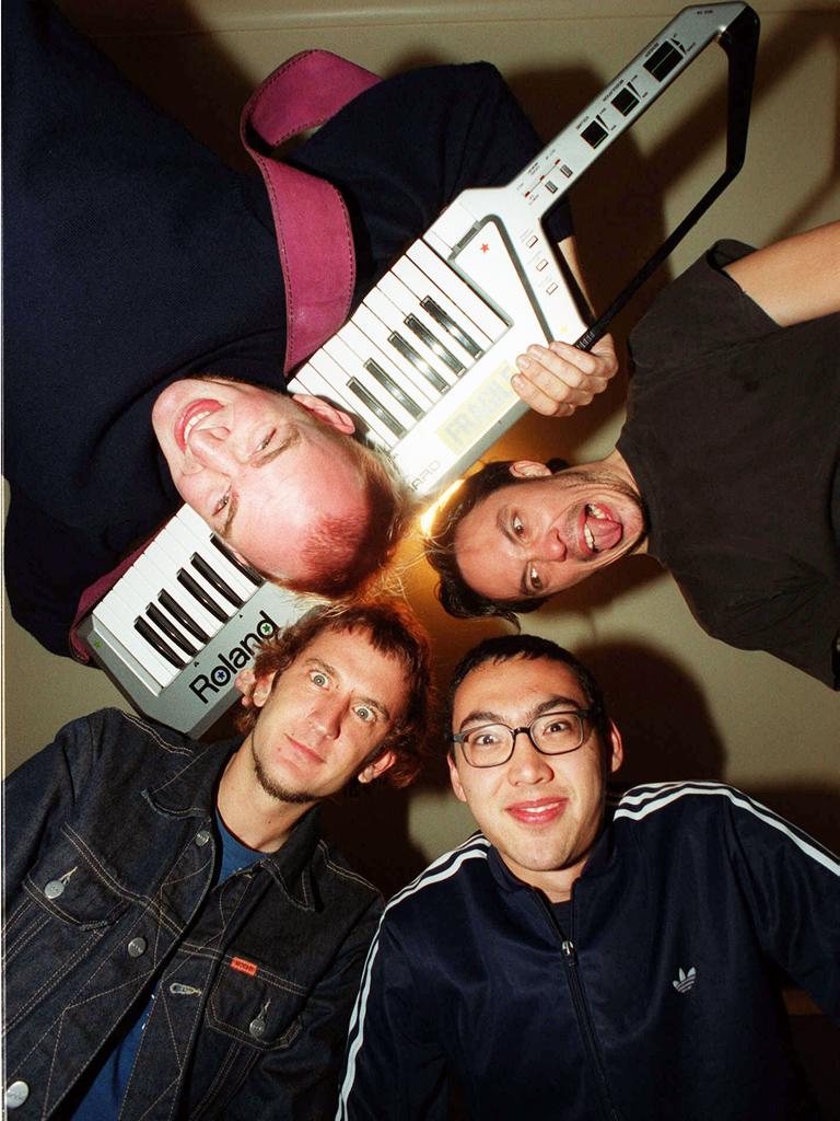 Shane Rudken, Martin Lee, Ben Ely and Quan Yeomans from Regurgitator in 1999. Picture: Steve Pohlner