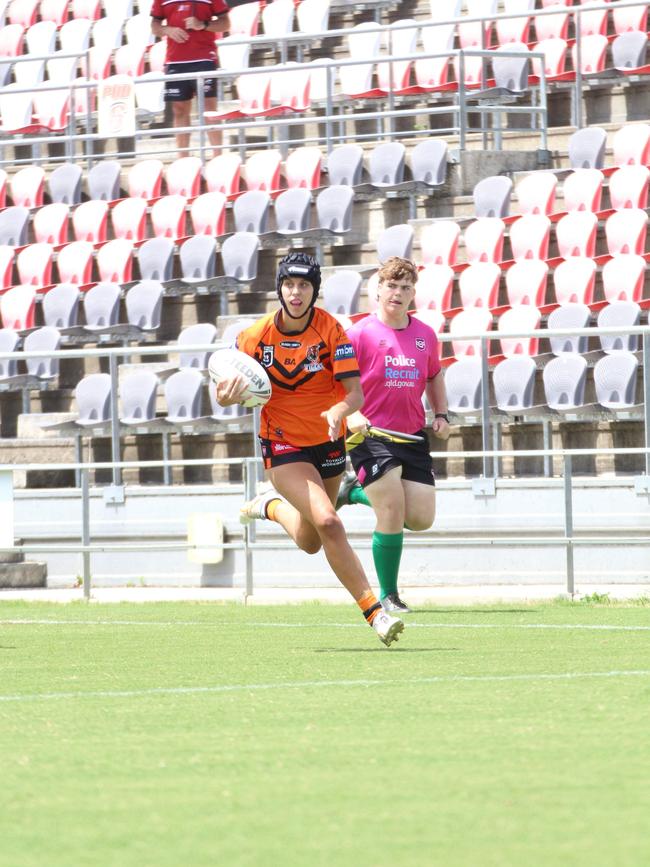 Lily Neill. Harvey Norman under-19s action between Redcliffe and the Brisbane Tigers. Sunday February 11, 2024.