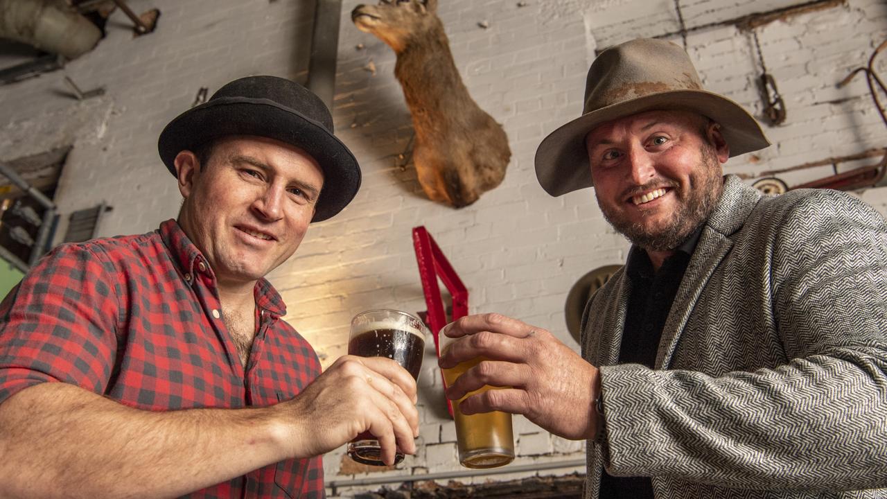 Professor John Bennett (left) and Mal Campbell from Mouse Proof Brewery, soon to open in Brook St. Picture: Nev Madsen.