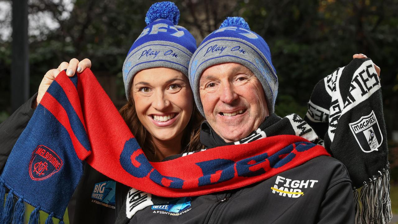 Neale Daniher with daughter Bec Daniher ahead of the major fundraiser at the Queen’s Birthday clash. Picture: David Caird