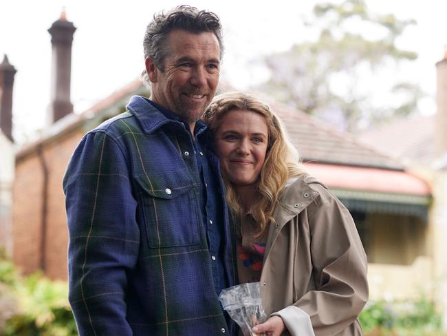 EMBARGO FOR TWAM 11 MAY 2024. FEE MAY APPLY. Creators, writers and stars Harriet Dyer and Patrick Brammall in Colin From Accounts season two is streaming on BINGE May 30. Photo: Joel Pratley/Binge