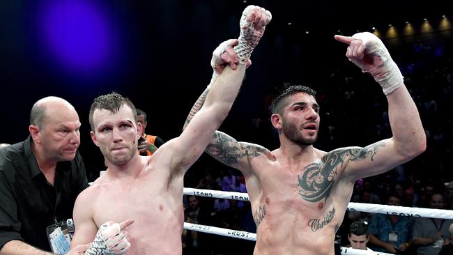 Jeff Horn was full of praise for Michael Zerafa after the fight. Picture: Getty Images