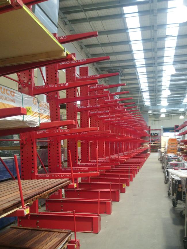 Shelves were also bare at Bunnings in Croydon, pictured in mid May. Picture: Supplied/3AW