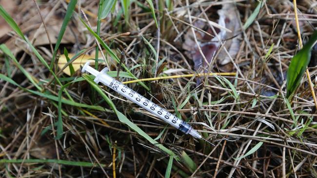 A used needle is seen at the back of The Byron Youth Activity Centre Photograph : Jason O'Brien