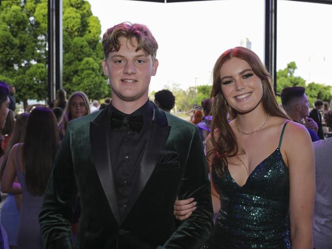Johnathan Tonkin and Scarlett Young at the Coomera Anglican College Formal at HOTA. Picture: Marcelo Lang.
