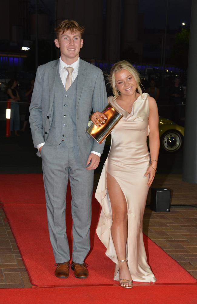 Toowoomba school formals. At the 2023 St Ursula's College formal is graduate Clara Roche with her partner Brady Forde. Picture: Rhylea Millar