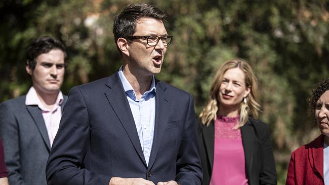 Labor's Bastian Seidel and Rebecca White. Picture: Eddie Safarik