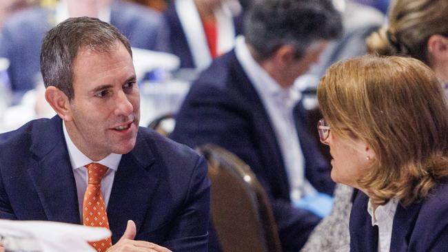 Treasurer Jim Chalmers and Bullock during the ASIC annual forum at the Sofitel in Melbourne. Picture: Aaron Francis / The Australian