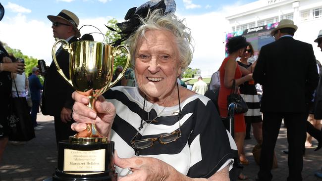 Margaret Bellden has been attending Melbourne Cups since 1950. Picture: Jake Nowakowski