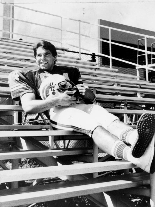 Former Australian Schoolboy Rugby union player Colin Scotts relaxes back home in Sydney in 1984 after being drafted to play in NFL.