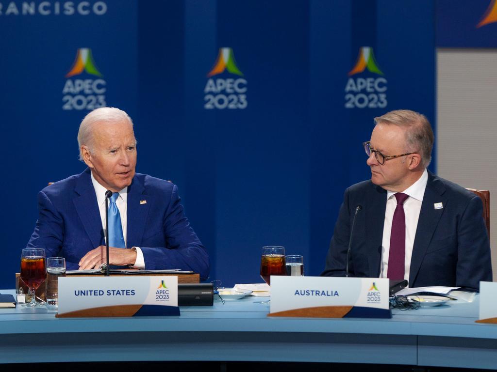 US President Joe Biden and Australian Prime Minister Anthony Albanese at the APEC summit in San Francisco. Picture: Twitter
