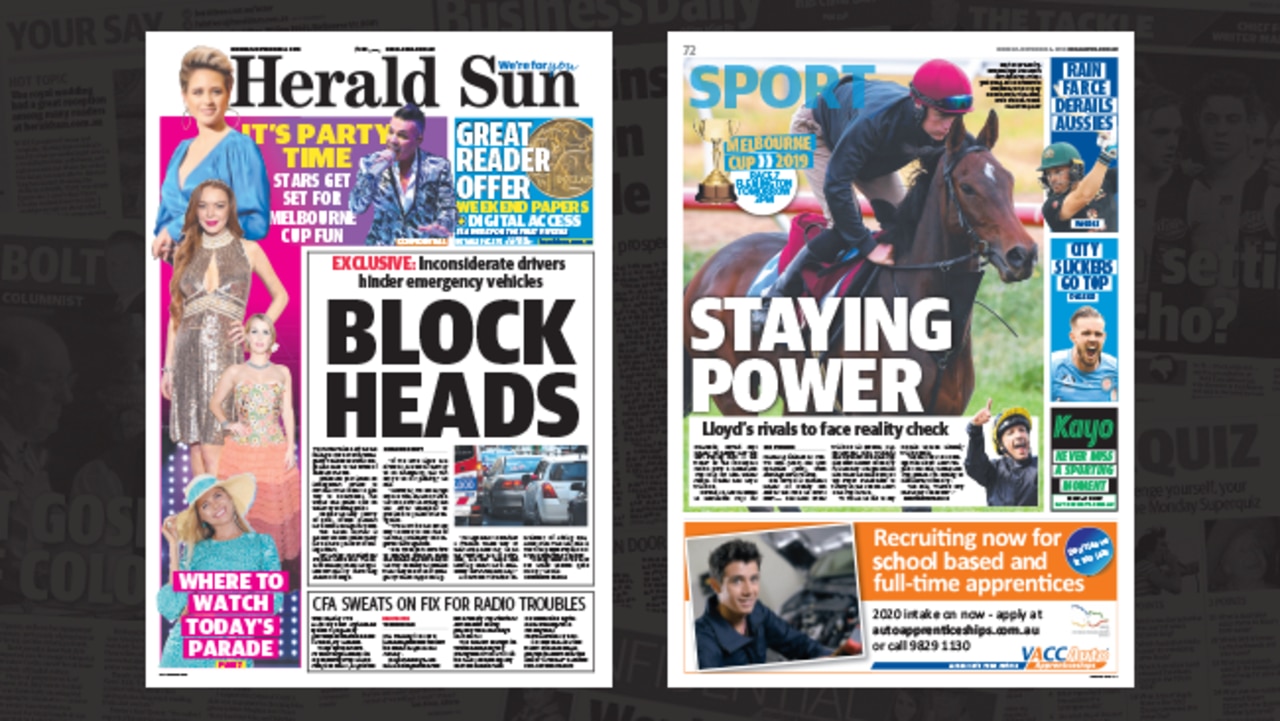 Herald Sun front page news Herald Sun