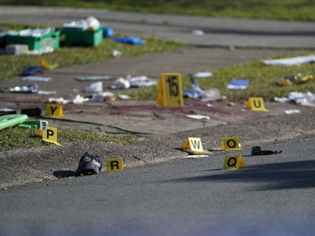 The scene of a police shooting at Mt Gravatt.  Pic Peter Wallis