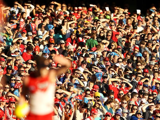 SYDNEY, AUSTRALIA - JUNE 09: A general view is seen as the crowd watches on during the round 12 AFL match between the Sydney Swans and the West Coast Eagles at Sydney Cricket Ground on June 09, 2019 in Sydney, Australia. (Photo by Mark Kolbe/Getty Images)