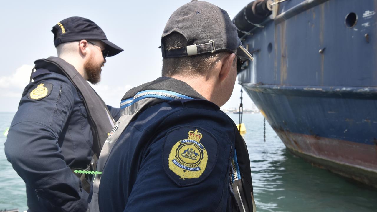 ABF’s maritime officers take interest in every detail of a foreign vessel - above and below the surface. Picture: Harry Brill.