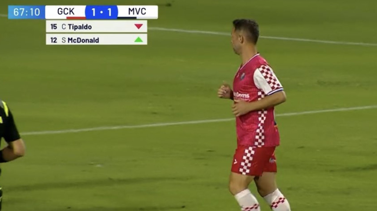 Gold Coast Knights manager and player Scott McDonald subbed himself on during their FFA Cup tie against Melbourne Victory.